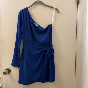 Revolve - Kayla Mini Dress in Electric Blue Off Shoulder